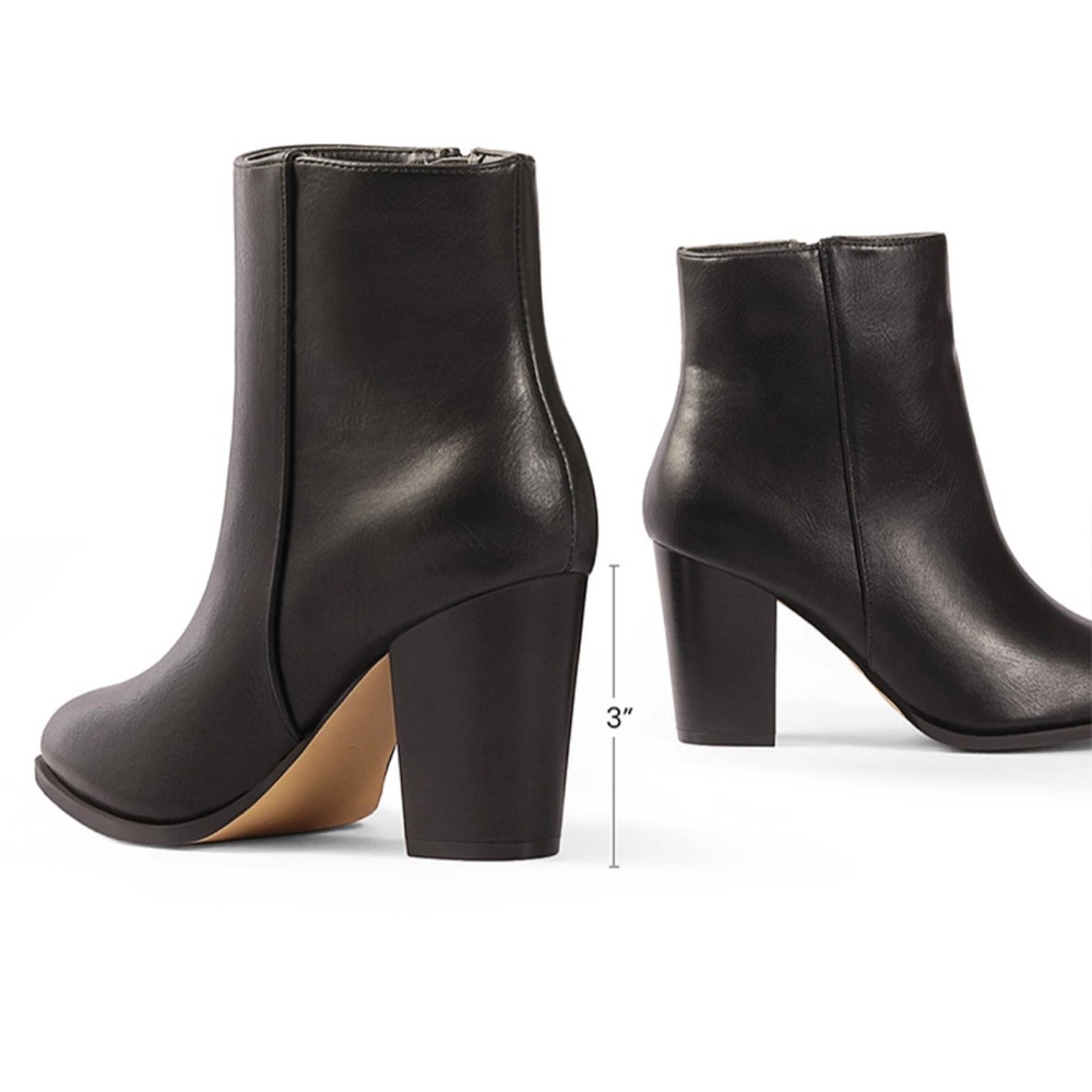 DREAM PAIRS BLACK Women's Chunky Block Heel Ankle Boots Almond Toe size 7.5